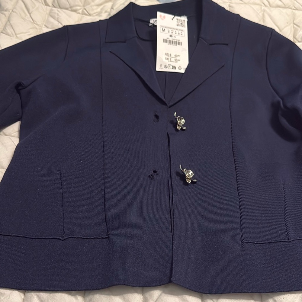 New ZARA navy blue jacket / blazer . Size M